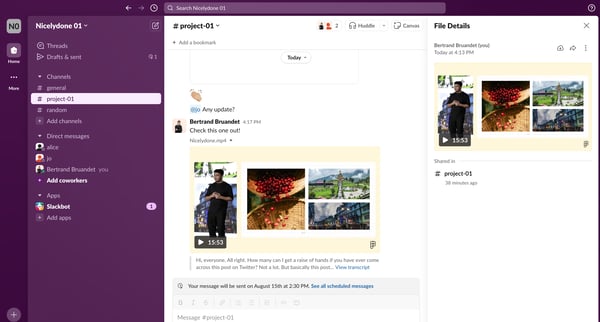 project-01 Channel - Nicelydone 01 - Slack screen