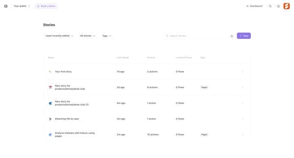 Stories - Tines screen