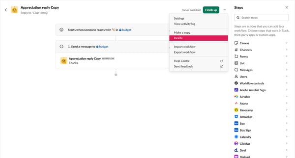 Appreciation reply Copy | Workflow Builder Nicelydoneclub - Slack from Slack