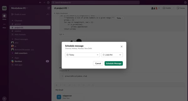 project-01 Channel - Nicelydone 01 - Slack screen