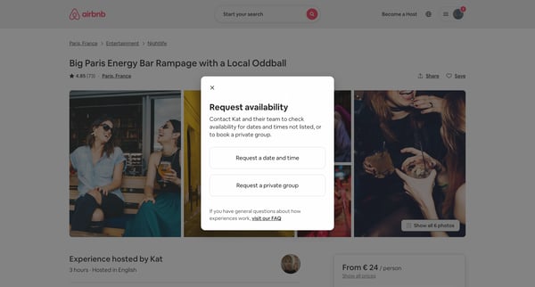 Big Paris Energy Bar Rampage with a Local Oddball - Airbnb screen