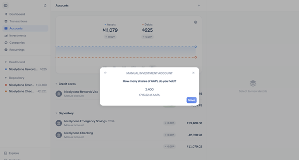 Copilot Money | Accounts screen