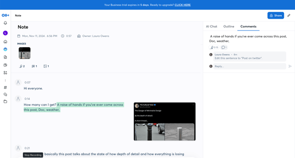 Otter Voice Meeting Notes - Otter.ai screen