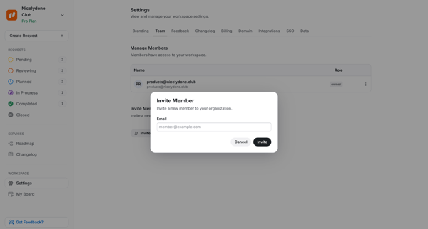 Team | UserJot screen