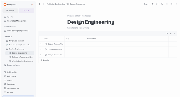 Design Engineering screen
