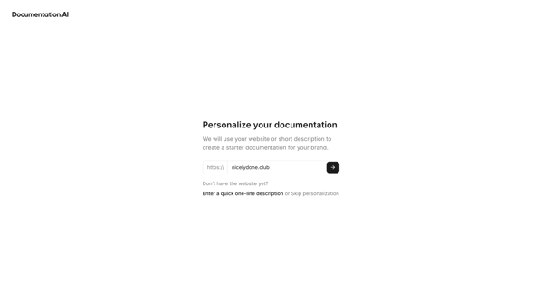 Dashboard - Documentation.AI screen