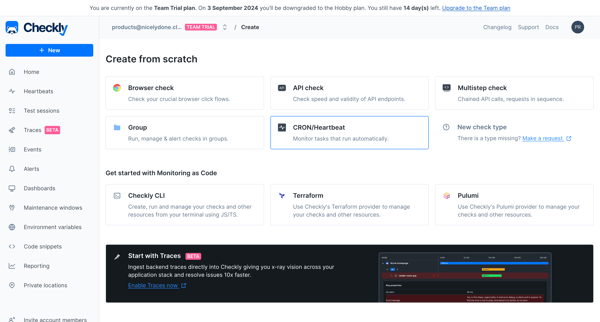 Create from scratch screen