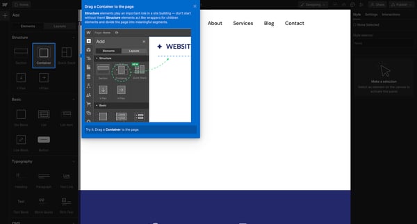 Webflow - Create basic layouts from Webflow
