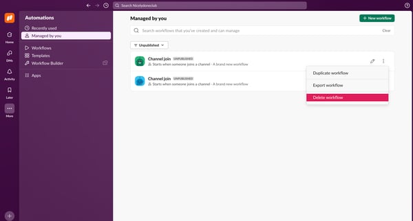Automations - Nicelydoneclub - Slack screen