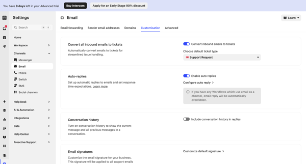 Email | Nicelydone Intercom screen