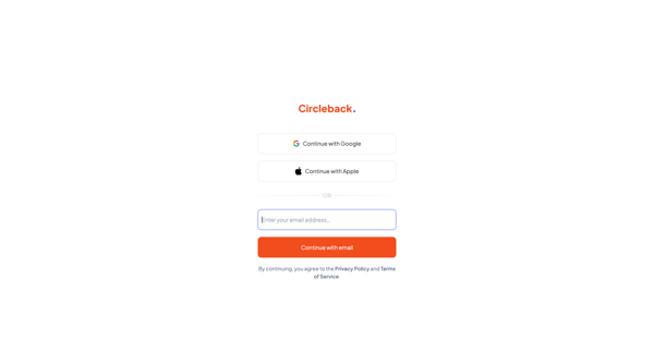 Login - Circleback screen
