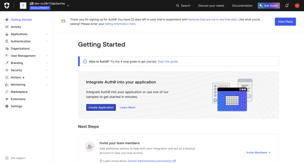 Getting Started screen