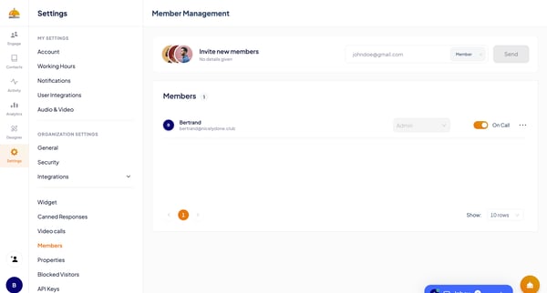 ServiceBell - Settings screen