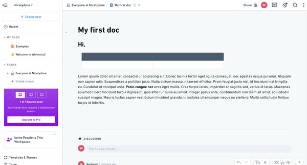 My first doc from Whimsical