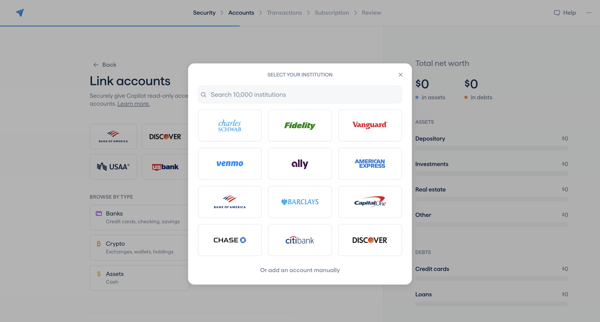 Copilot Money | Onboarding screen