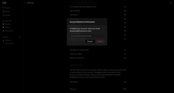 Clay - Settings screen