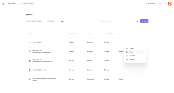 Stories - Tines screen
