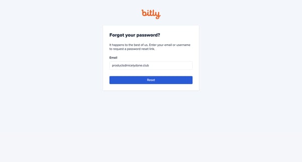 Reset Password screen