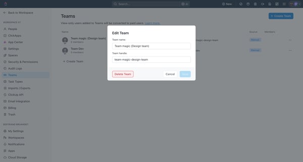 Teams | Workspace 01 from ClickUp