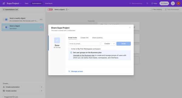 Supa Project Tasks - Airtable screen