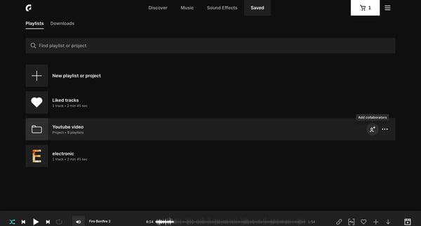 Playlist | Epidemic Sound screen