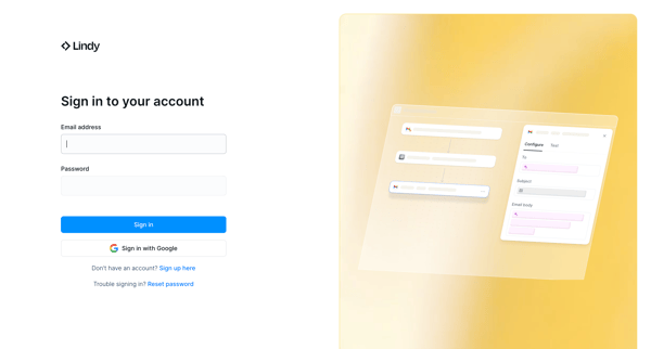 Login screen