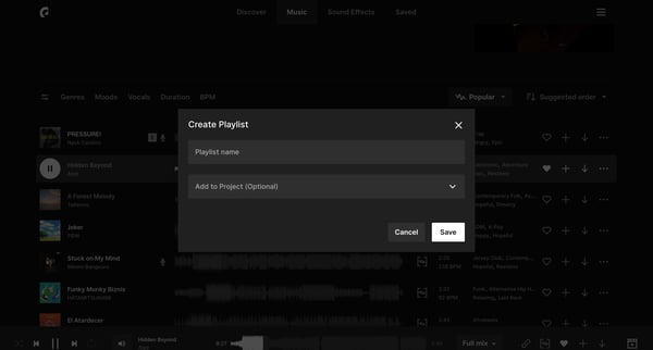 Now Trending Playlist | Epidemic Sound screen