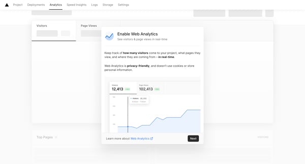 Analytics – Dashboard – Vercel screen