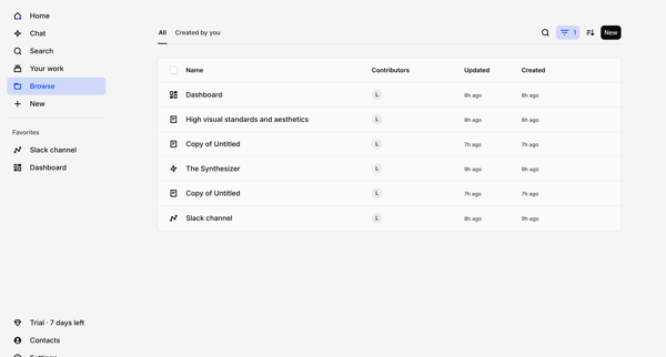 Browse – Dovetail screen