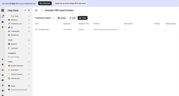 Help Desk | Nicelydone  Intercom screen