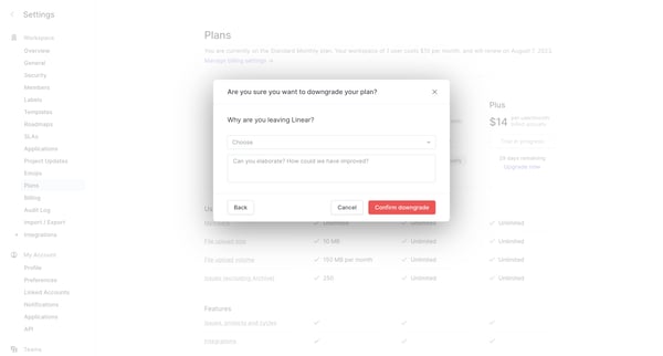 Plans screen