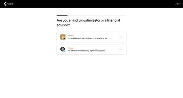 Cache – Get started screen