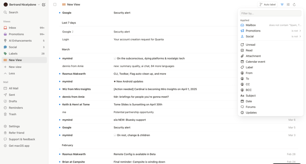 New View • nicelydoneproducts@gmail.com • Notion Mail screen