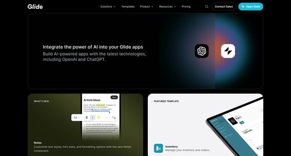 Glide | No Code App Builder No Code Application Development Powe screen