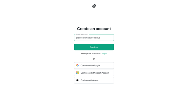Sign Up - ChatGPT screen
