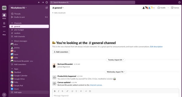 general Channel - Nicelydone 01 - Slack screen