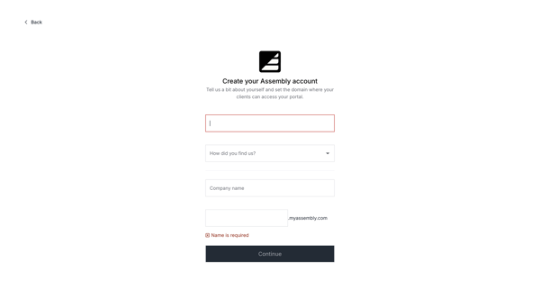 Assembly Signup | Create your Assembly Workspace for Free screen