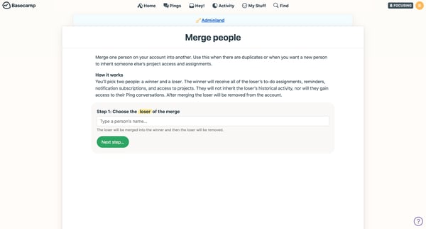 Merge people screen