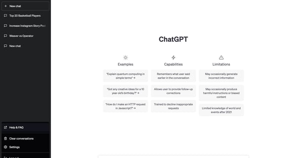 New chat screen