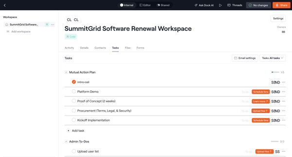 Internal · SummitGrid Software Renewal Workspace screen