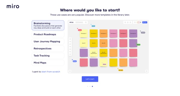 Miro | Online Whiteboard for Visual Collaboration screen
