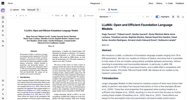 LlamaParse screen