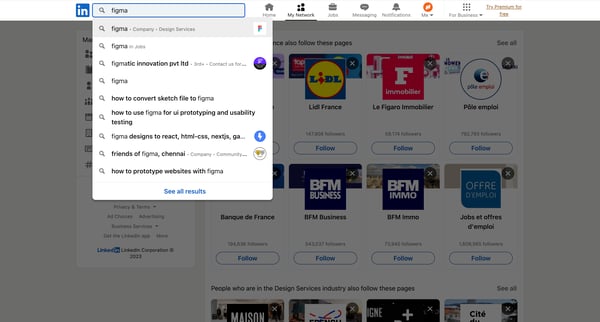 LinkedIn screen