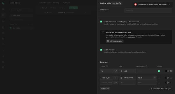 My Project | Supabase from Supabase