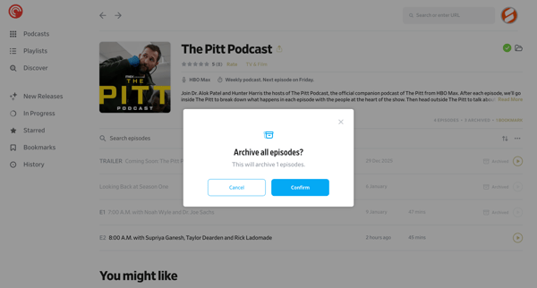 The Pitt Podcast - Pocket Casts screen