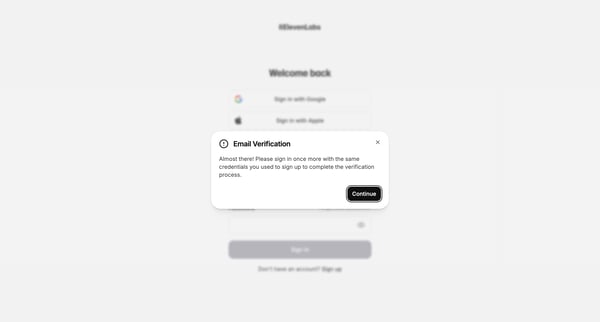 Sign In | ElevenLabs screen