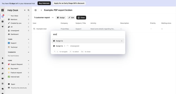 Help Desk | Nicelydone  Intercom screen