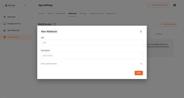 Webhooks | Fingerprint screen
