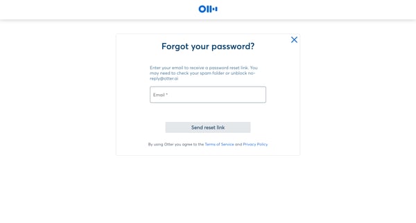 Forgot Password Otter Voice Meeting Notes - Otter.ai screen