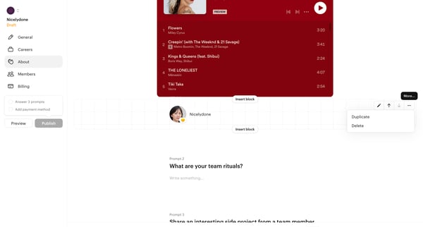 Dashboard Nicelydone screen